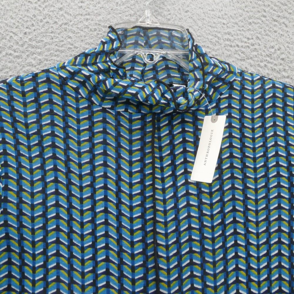 NWT Anthropologie Daily Practice Long Sleeve Top Small Blue Womens‎ Geometric - Picture 3 of 15